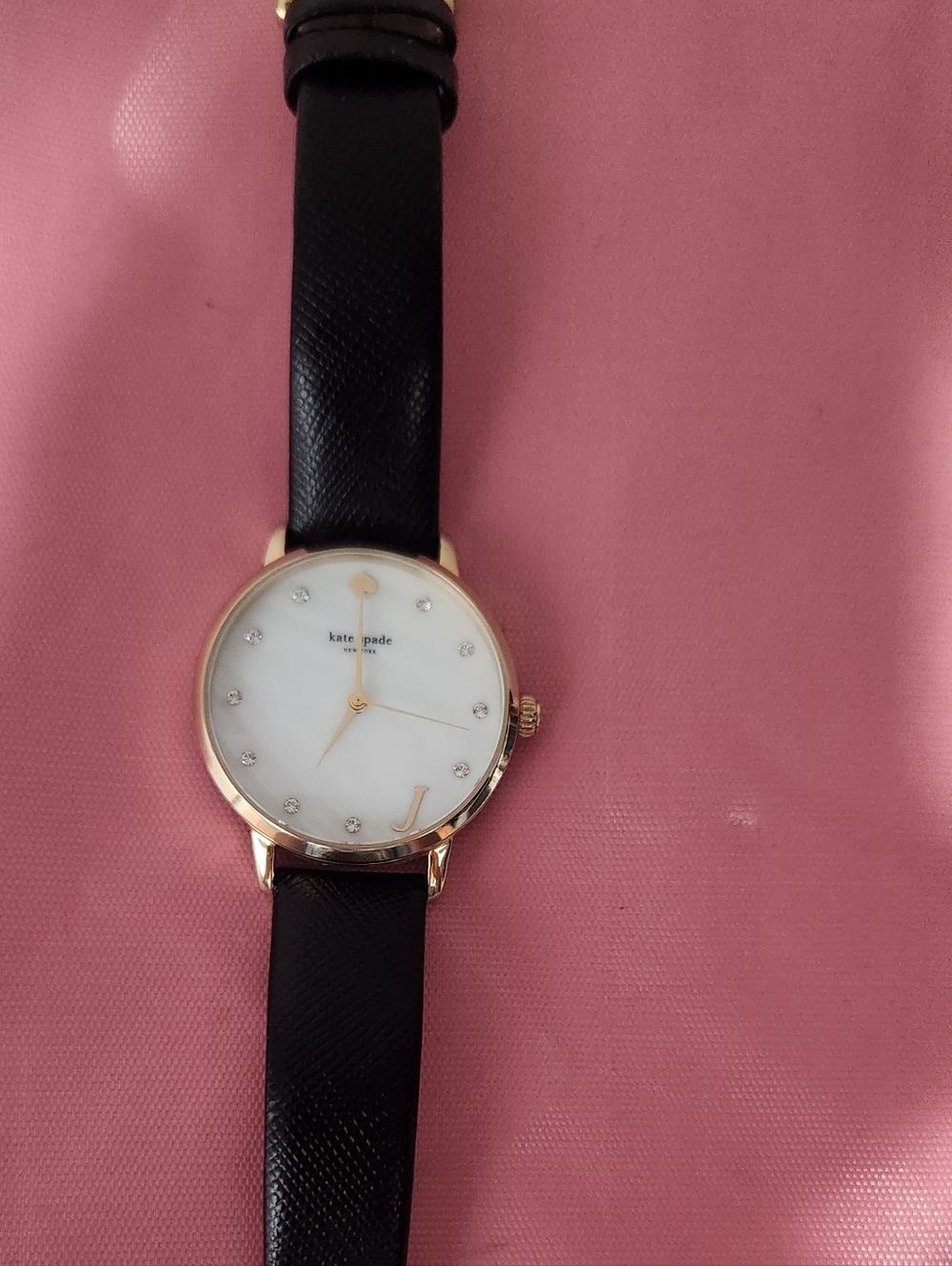 kate spade Gold Tone Watch with Black Strap and White Dial